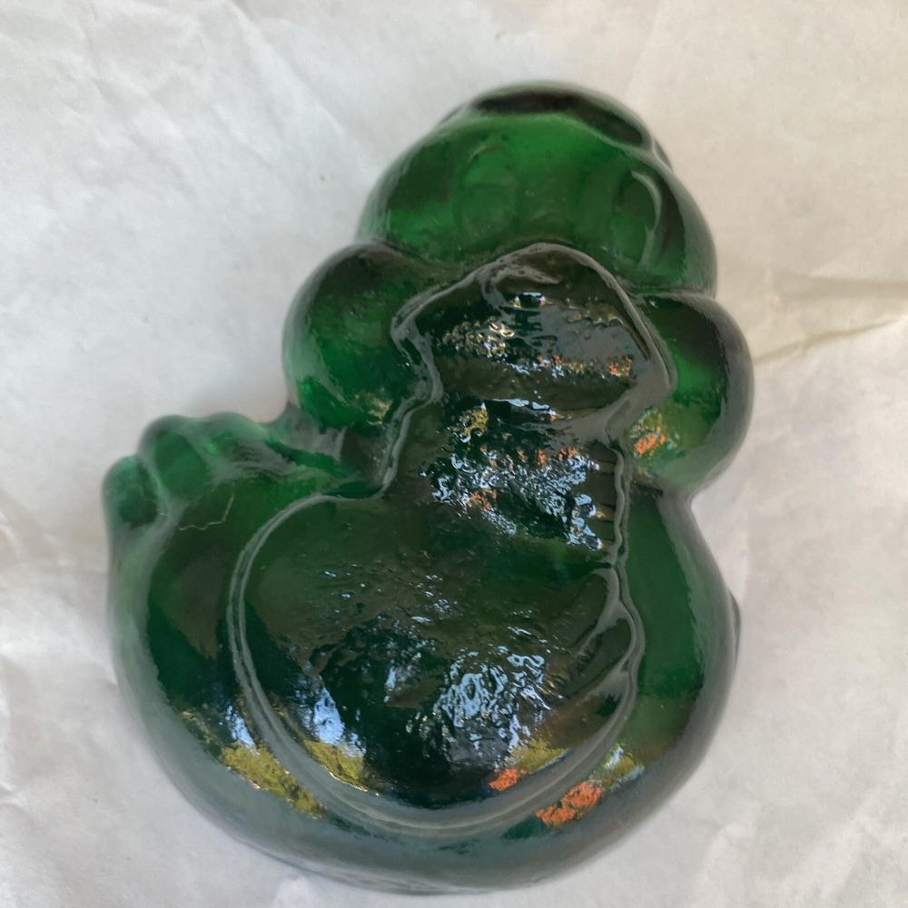 WILKERSON GLASS EMERALD GREEN FLAT DUCK PAPERWEIGHT
